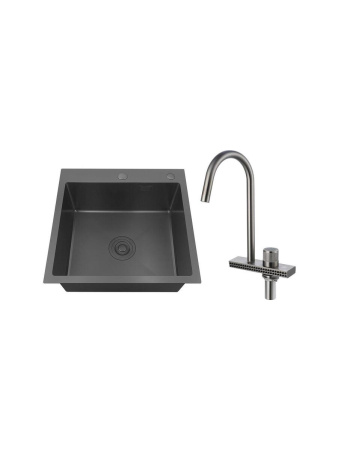 Комплект кухонная мойка со смесителем MR5050BLM+PVD-017F