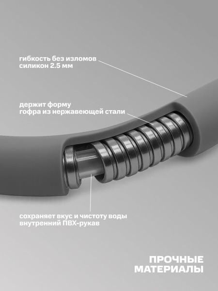 Смеситель для кухни РМС SL137GY-016F с гибким изливом Серый