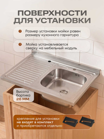 Мойка для кухни РМС MG6-8060R Накладная глянцевая