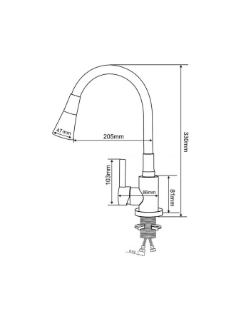 SUS123GY-016F Смеситель для кухни, ø35