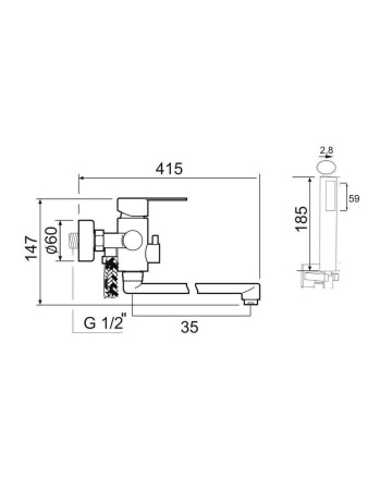 SUS124-006EP Смеситель для ванны, ø35